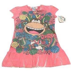 Bobby Jack Vintage Monkey Pink "Save The Planet Recycle" Y2K NWT Youth Large